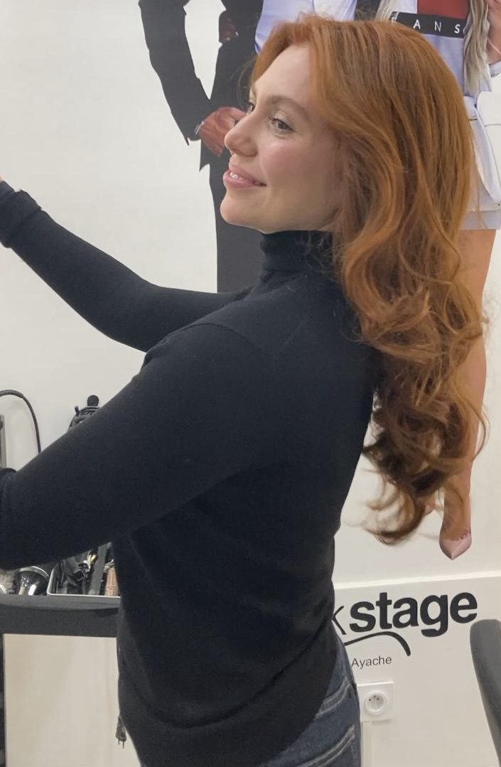 Coloration rousse cuivrée réalisée au salon